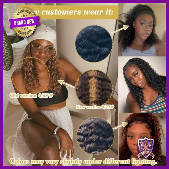 Human Hair Headband Wig Glueless Deep Wave 18 Inch Wear and Go